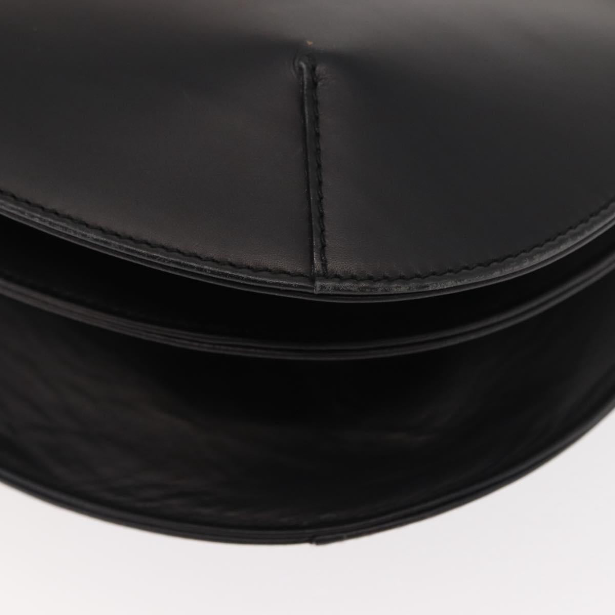 Salvatore Ferragamo Shoulder Bag Leather Black Gold Auth gh1111