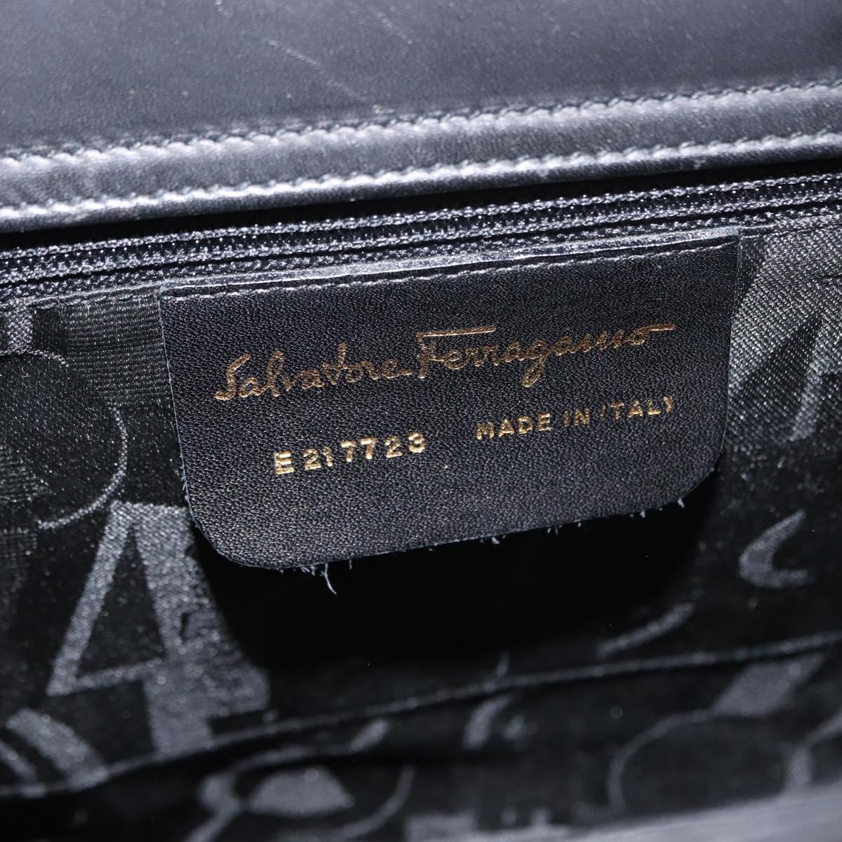 Salvatore Ferragamo Shoulder Bag Leather Black Gold Auth gh1111