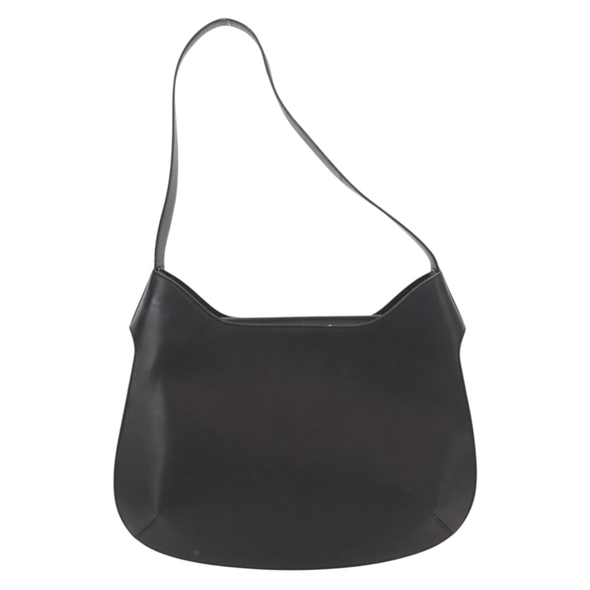 Salvatore Ferragamo Shoulder Bag Leather Black Gold Auth gh1111