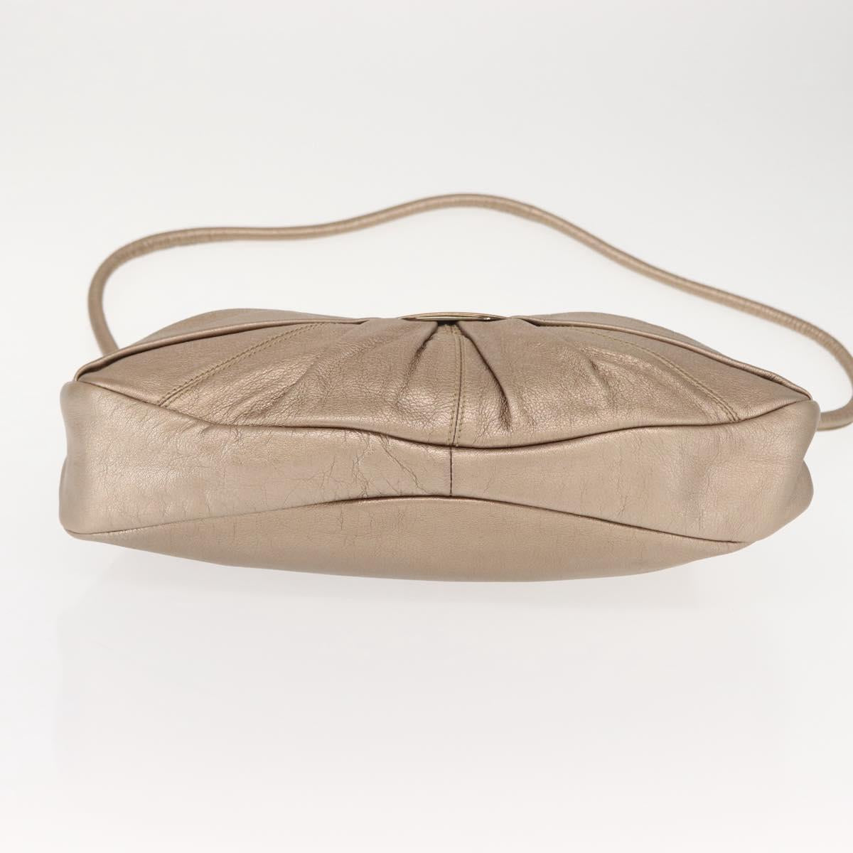 Salvatore Ferragamo Gancini Shoulder Bag Leather 2way Champagne Gold Auth gh1114