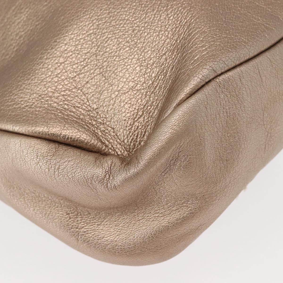 Salvatore Ferragamo Gancini Shoulder Bag Leather 2way Champagne Gold Auth gh1114