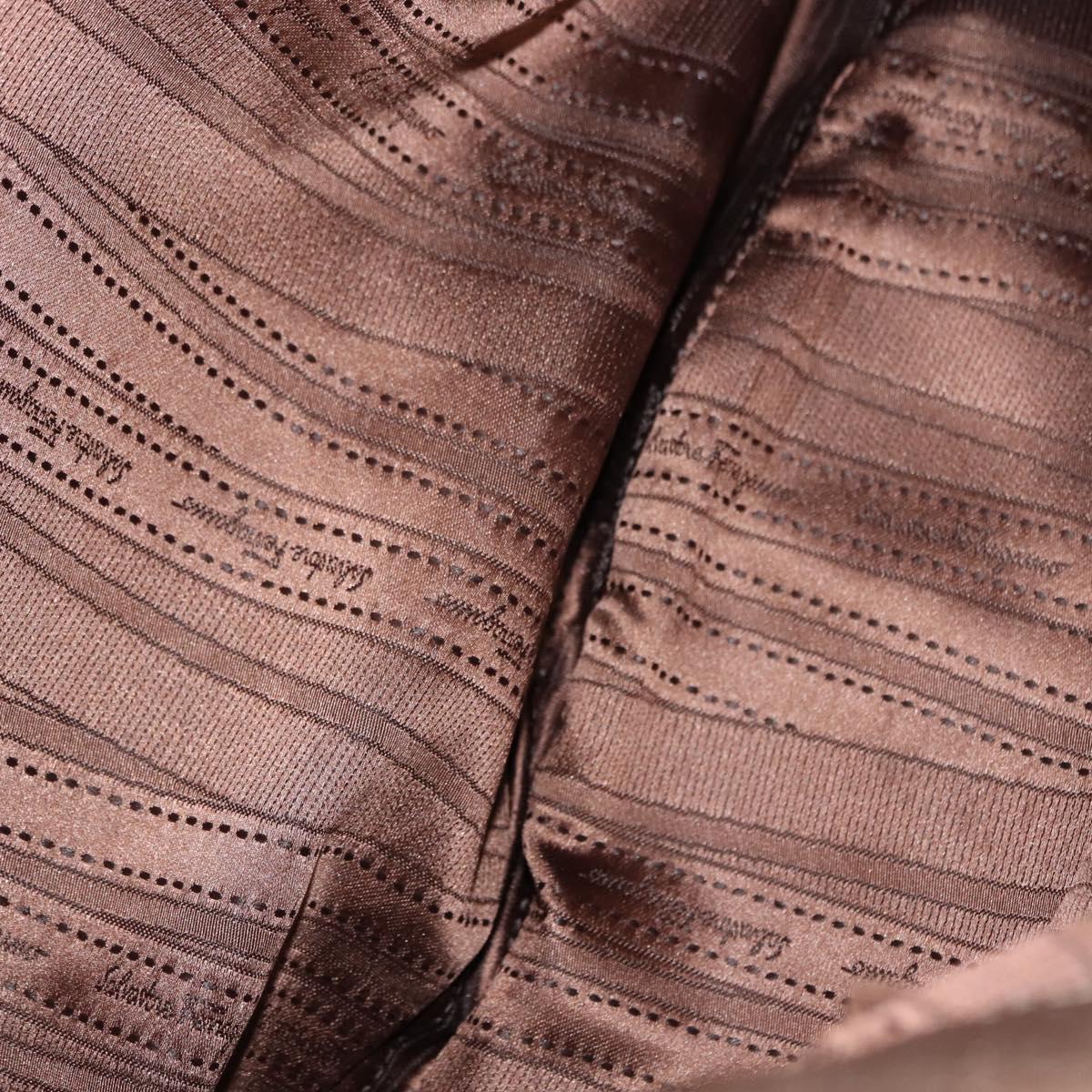 Salvatore Ferragamo Gancini Shoulder Bag Leather 2way Champagne Gold Auth gh1114