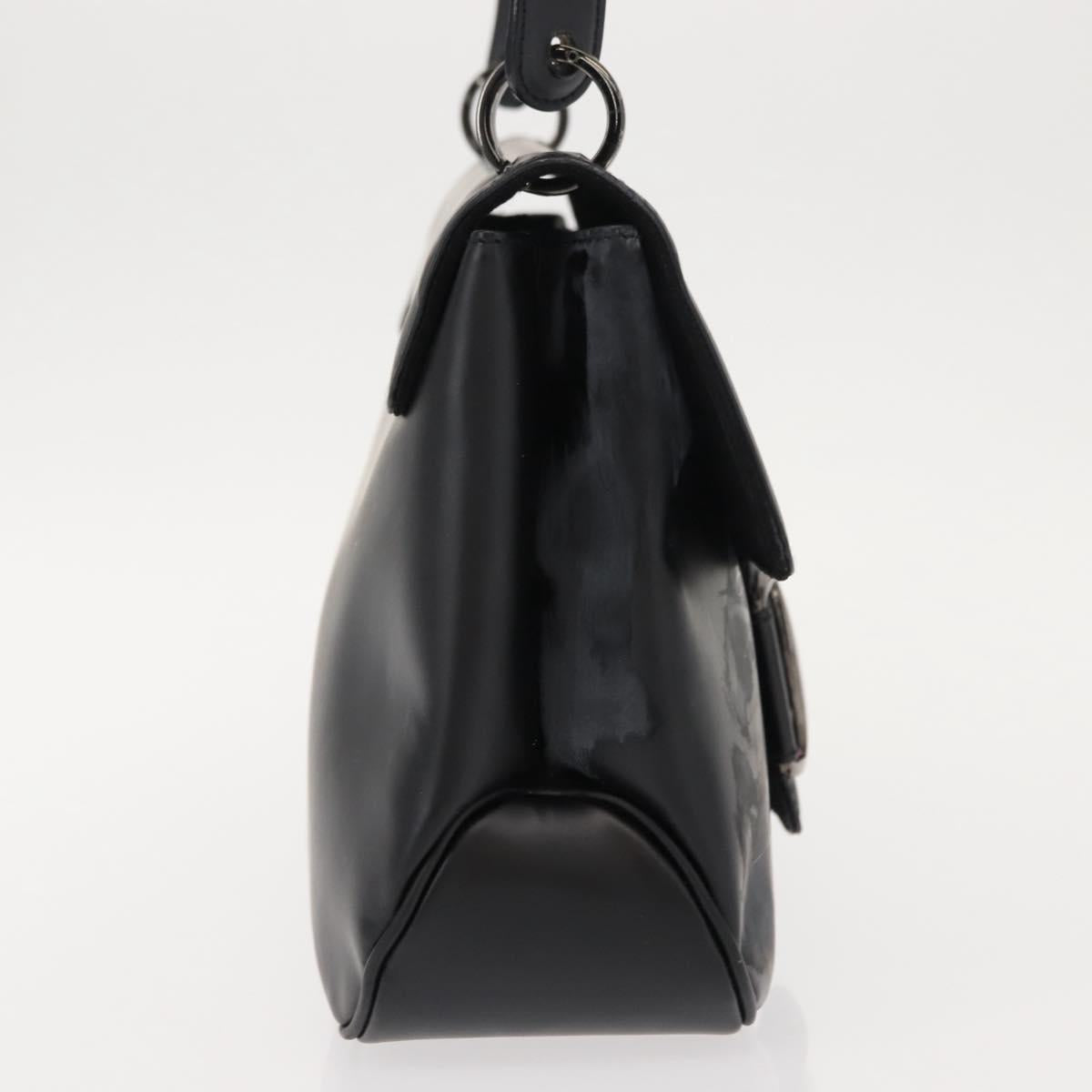 Salvatore Ferragamo Vala Shoulder Bag Leather Black Silver Auth gh1115