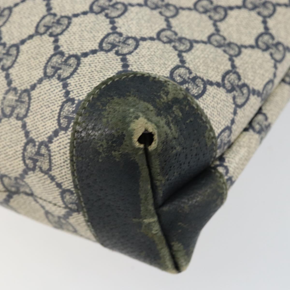 GUCCI GG Supreme Sherry Line Tote Bag PVC Navy Gold 002 983 0163 Auth gh1118