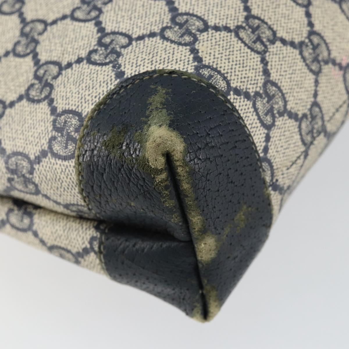 GUCCI GG Supreme Sherry Line Tote Bag PVC Navy Gold 002 983 0163 Auth gh1118