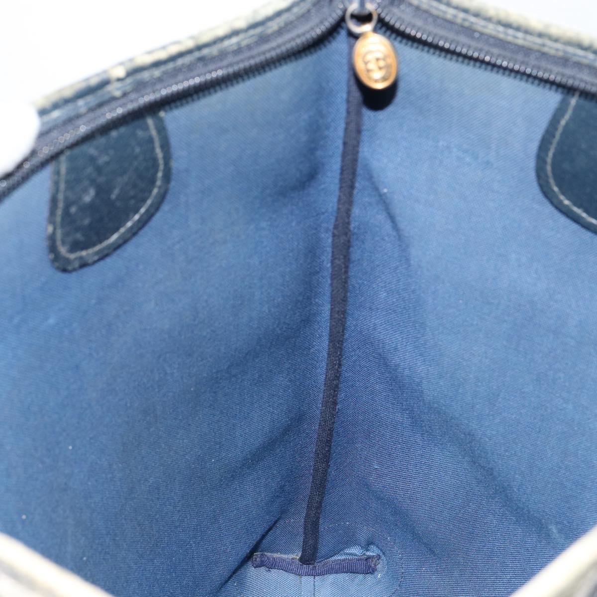 GUCCI GG Supreme Sherry Line Tote Bag PVC Navy Gold 002 983 0163 Auth gh1118