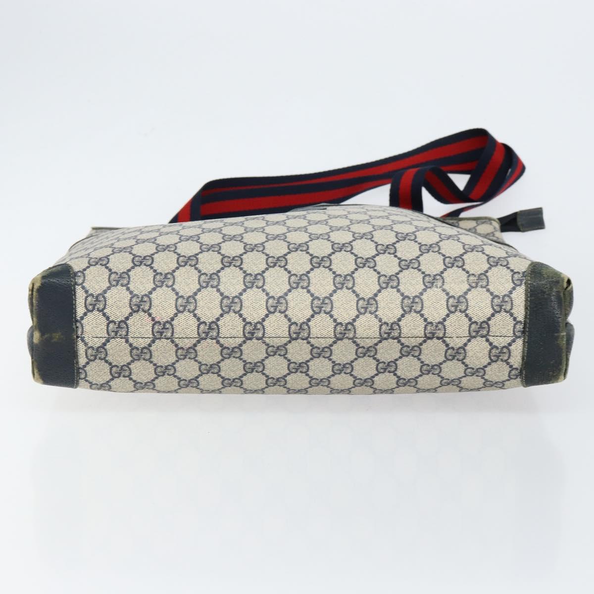 GUCCI GG Supreme Sherry Line Tote Bag PVC Navy Gold 002 983 0163 Auth gh1118