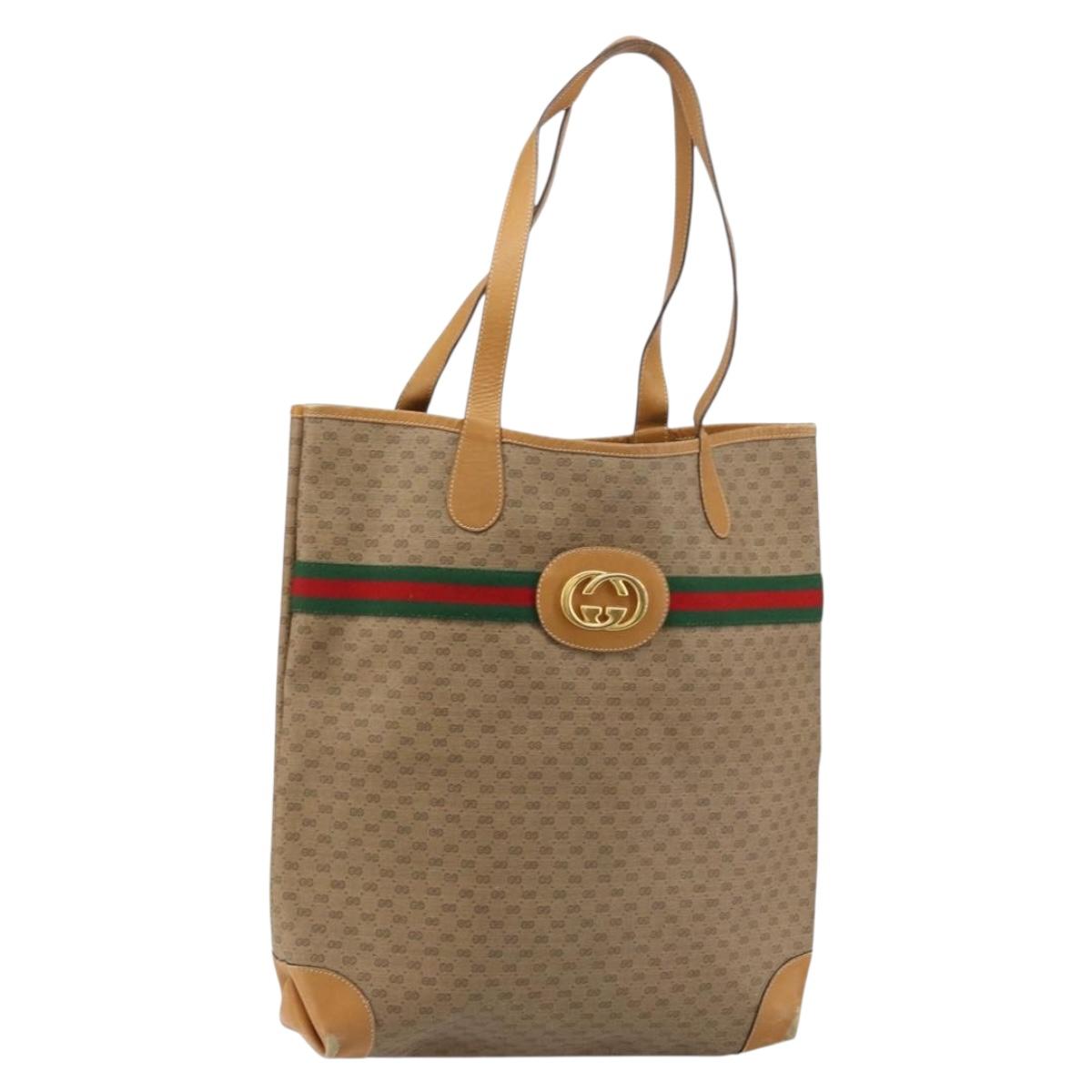 GUCCI Micro GG Supreme Web Sherry Line Bag PVC Beige 002 904 0131 Auth gh1123