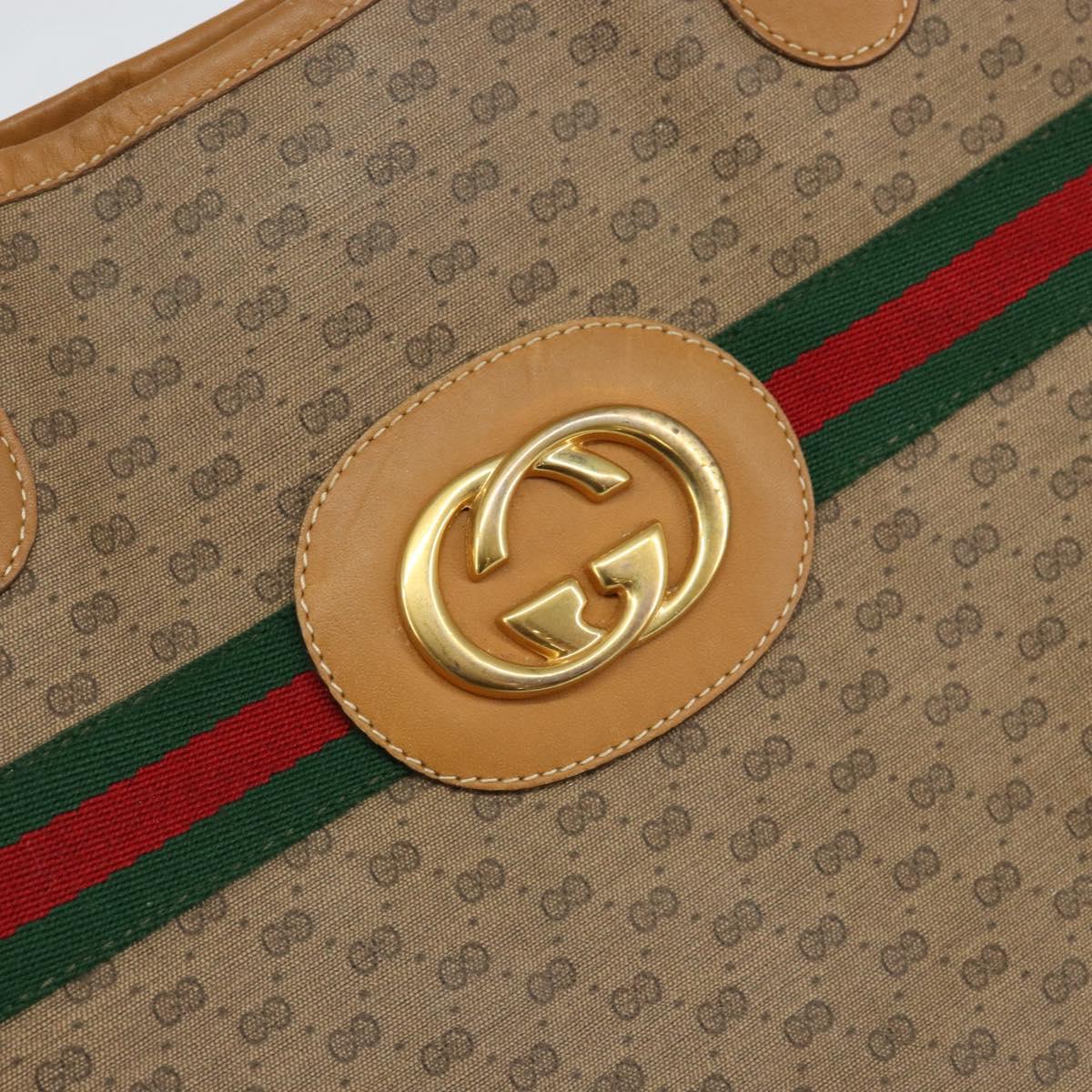 GUCCI Micro GG Supreme Web Sherry Line Bag PVC Beige 002 904 0131 Auth gh1123