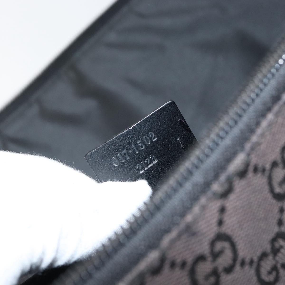 GUCCI GG Canvas Clutch Bag Black Silver 017 1502 Auth gh1125