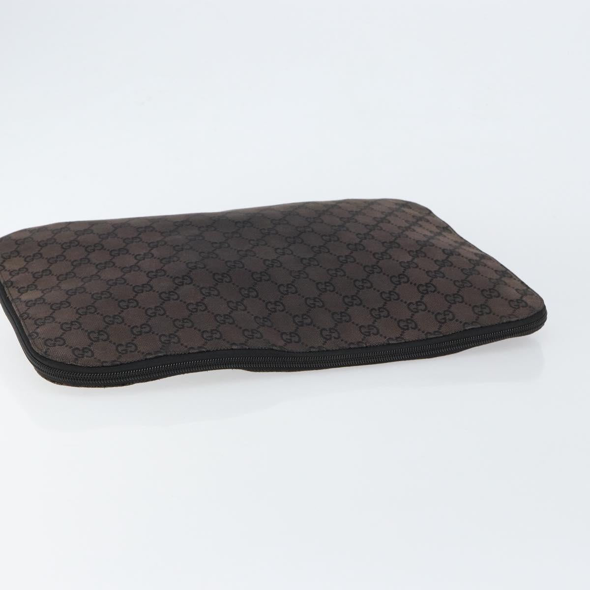 GUCCI GG Canvas Clutch Bag Black Silver 017 1502 Auth gh1125