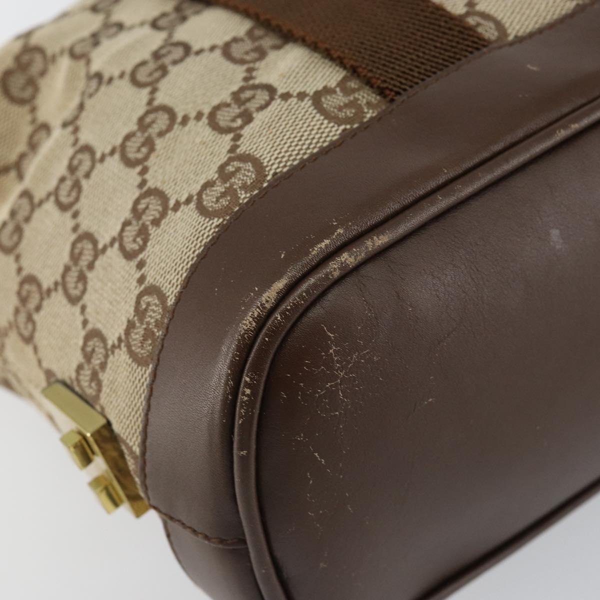 GUCCI GG Canvas Hand Bag Beige Gold 92734 Auth gh1128