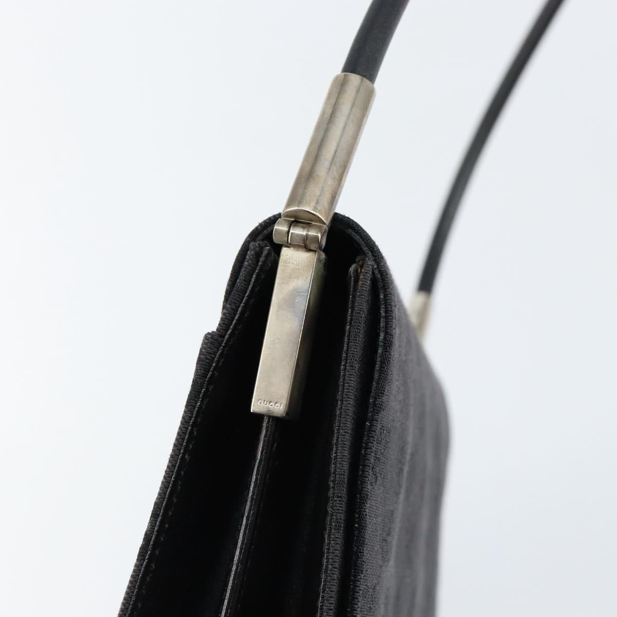 GUCCI GG Canvas Shoulder Bag Black Silver 001 3815 Auth gh1129