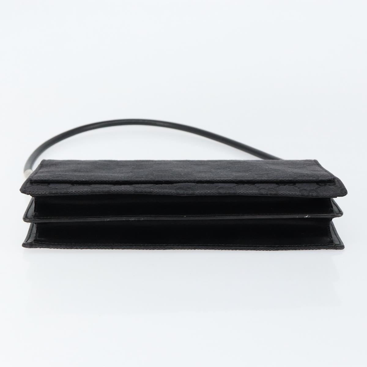 GUCCI GG Canvas Shoulder Bag Black Silver 001 3815 Auth gh1129