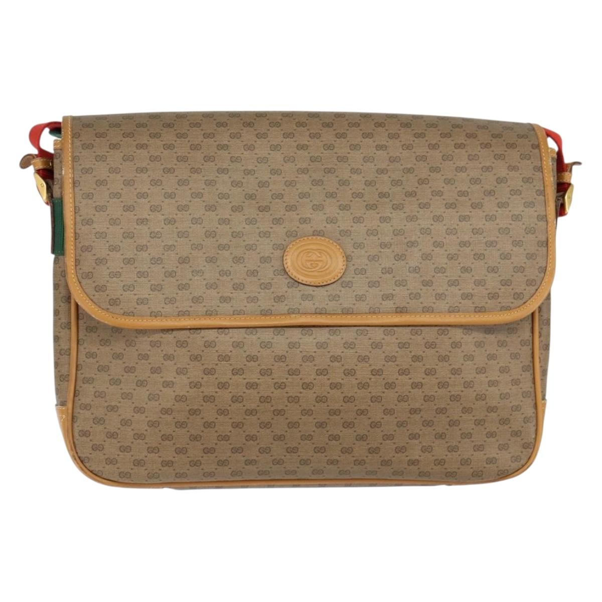 GUCCI Micro GG Supreme Web Sherry Line Bag PVC Beige 019 39 0151 Auth gh1131