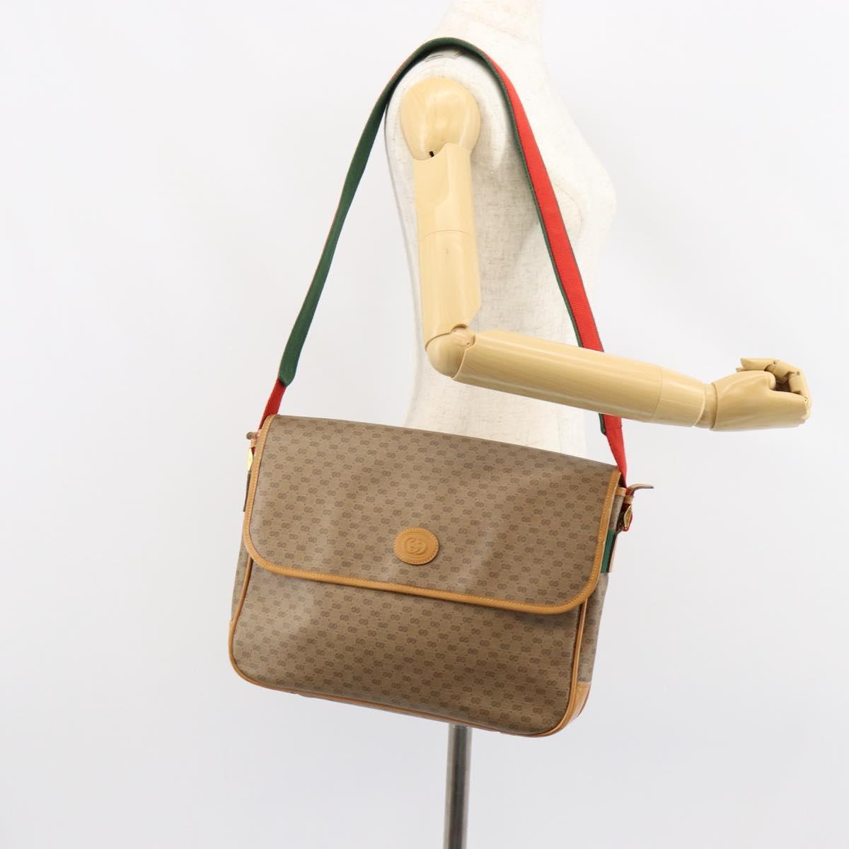 GUCCI Micro GG Supreme Web Sherry Line Bag PVC Beige 019 39 0151 Auth gh1131