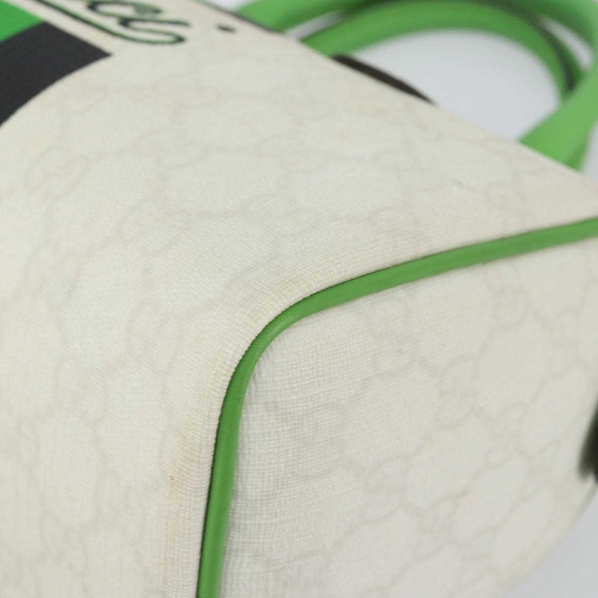 GUCCI GG Supreme Sherry Line Boston Bag PVC White Gold Green 190257 Auth gh1133