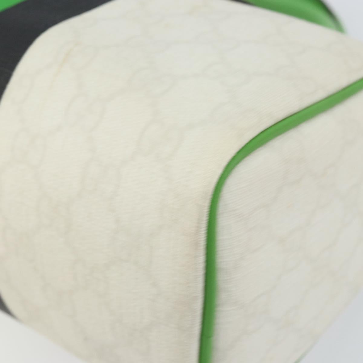 GUCCI GG Supreme Sherry Line Boston Bag PVC White Gold Green 190257 Auth gh1133