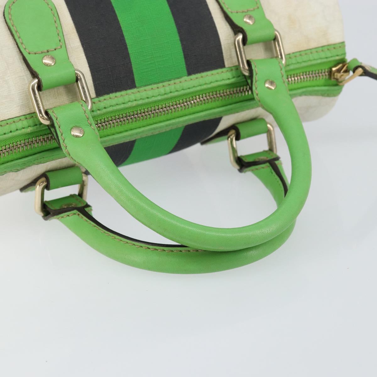 GUCCI GG Supreme Sherry Line Boston Bag PVC White Gold Green 190257 Auth gh1133