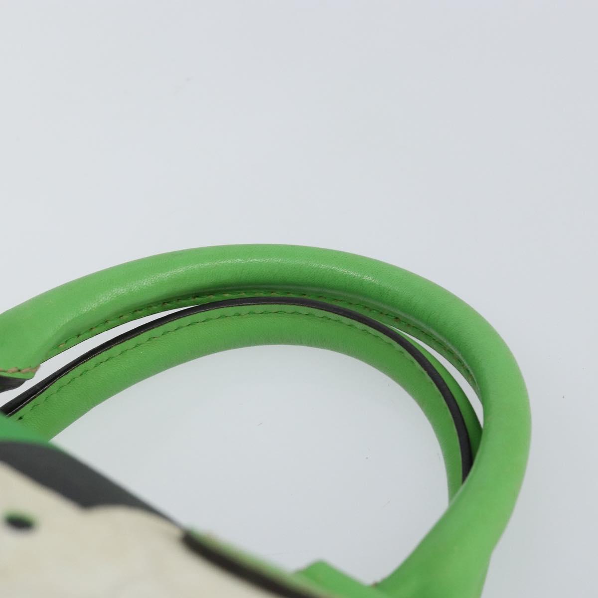 GUCCI GG Supreme Sherry Line Boston Bag PVC White Gold Green 190257 Auth gh1133