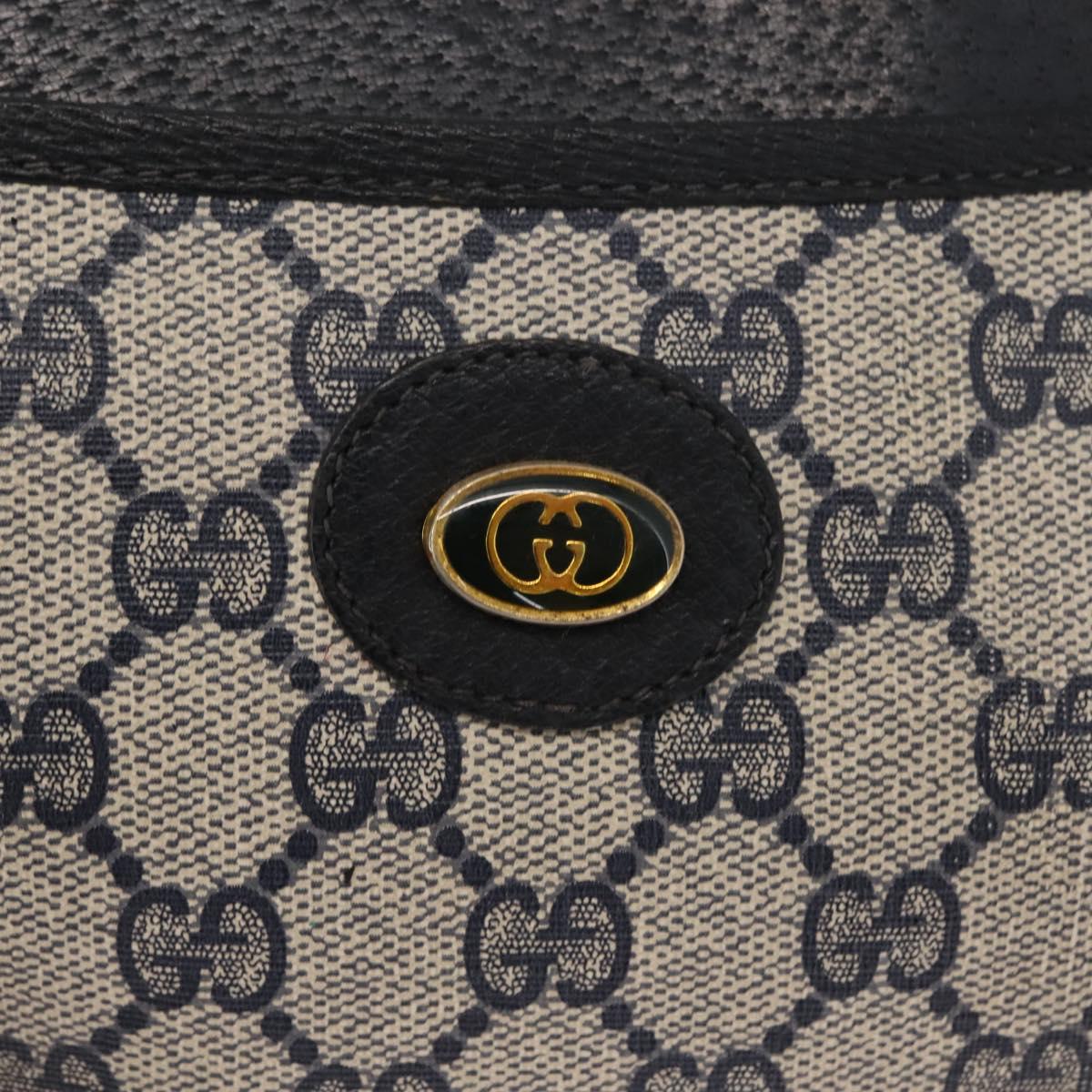 GUCCI GG Supreme Shoulder Bag PVC Leather Navy Gold 904 02 020 Auth gh1135