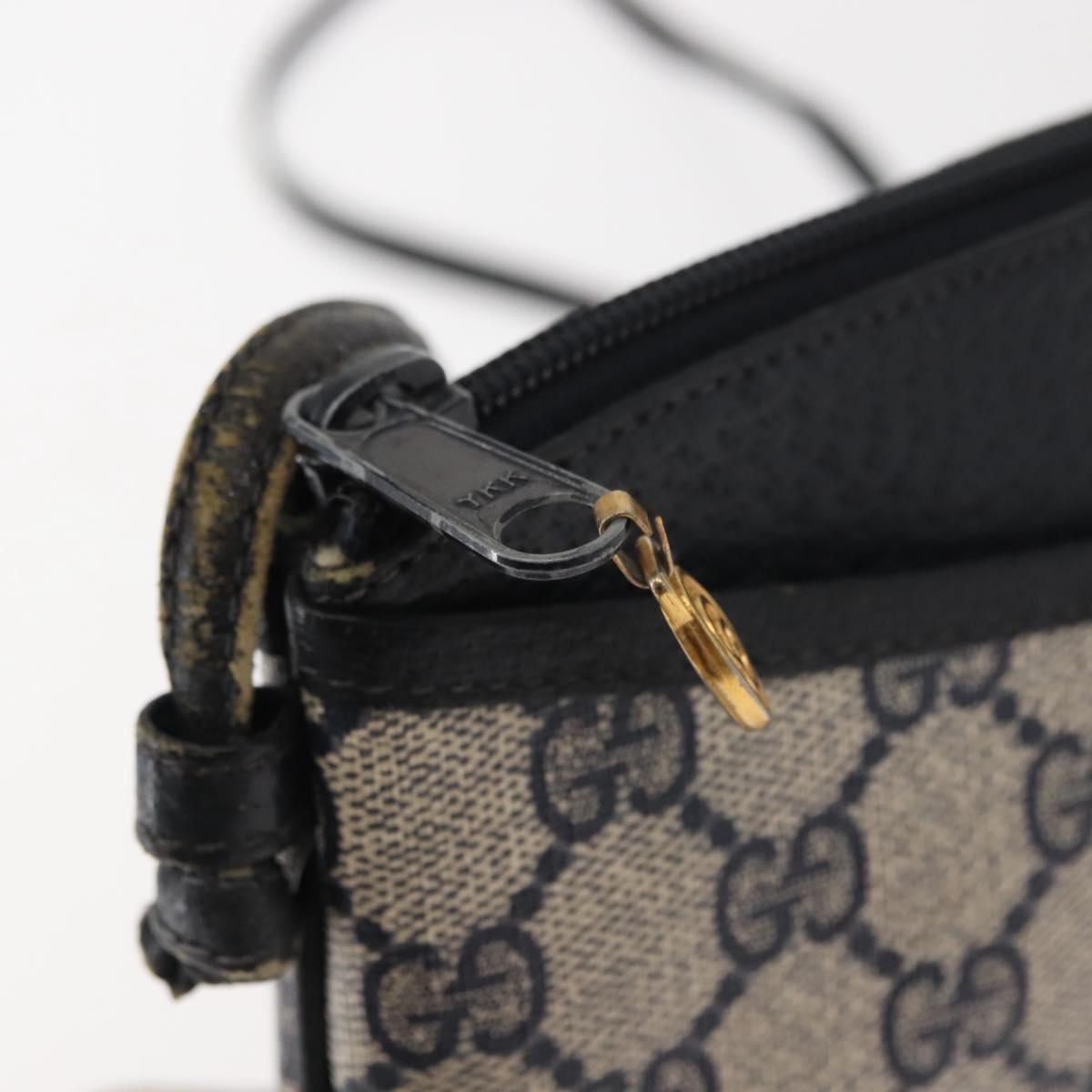 GUCCI GG Supreme Shoulder Bag PVC Leather Navy Gold 904 02 020 Auth gh1135