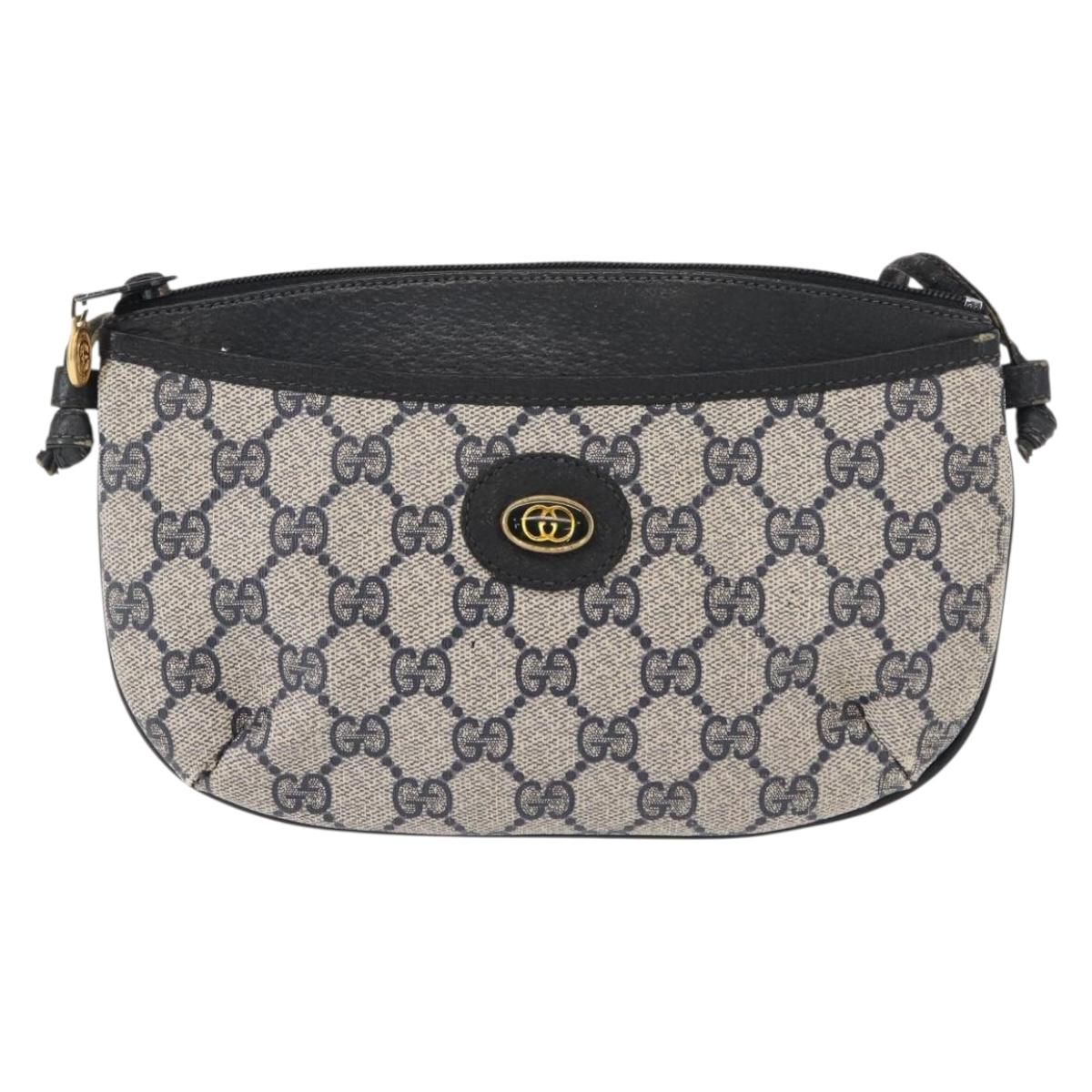 GUCCI GG Supreme Shoulder Bag PVC Leather Navy Gold 904 02 020 Auth gh1135