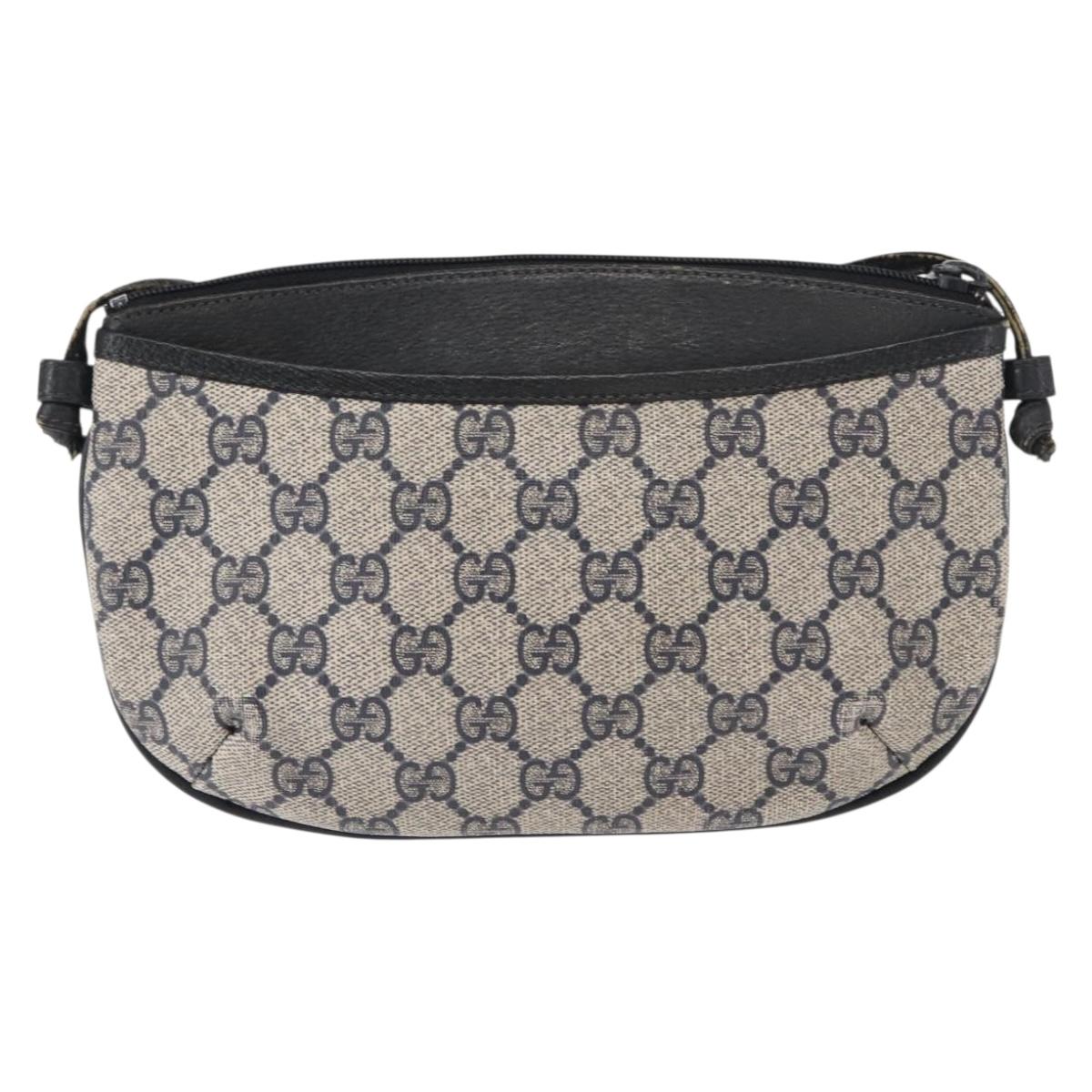 GUCCI GG Supreme Shoulder Bag PVC Leather Navy Gold 904 02 020 Auth gh1135