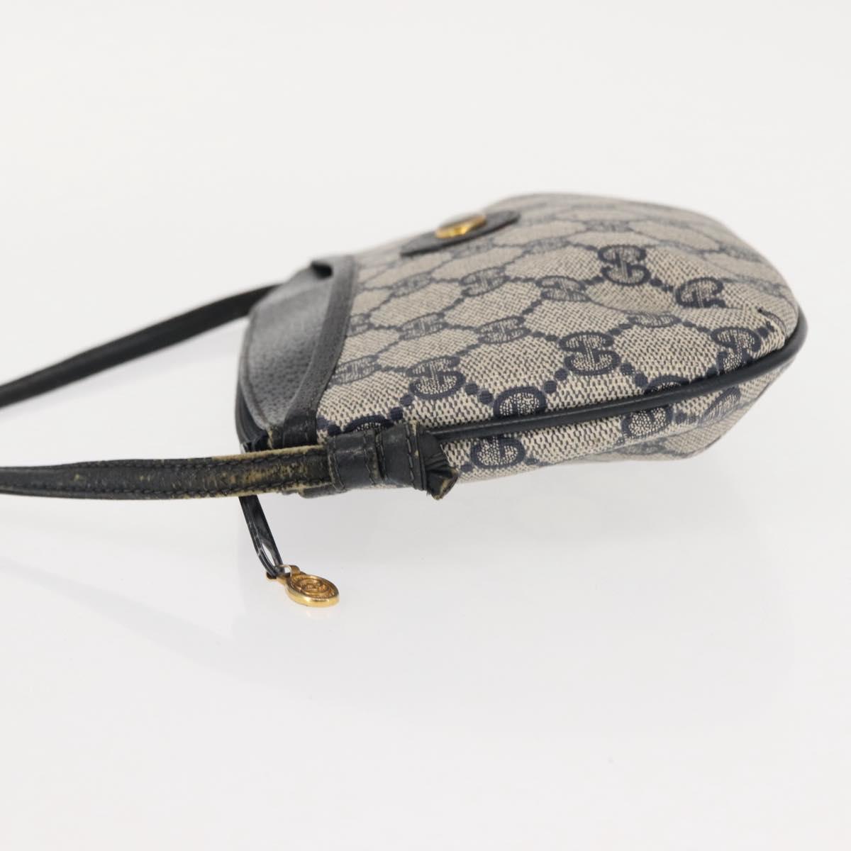 GUCCI GG Supreme Shoulder Bag PVC Leather Navy Gold 904 02 020 Auth gh1135