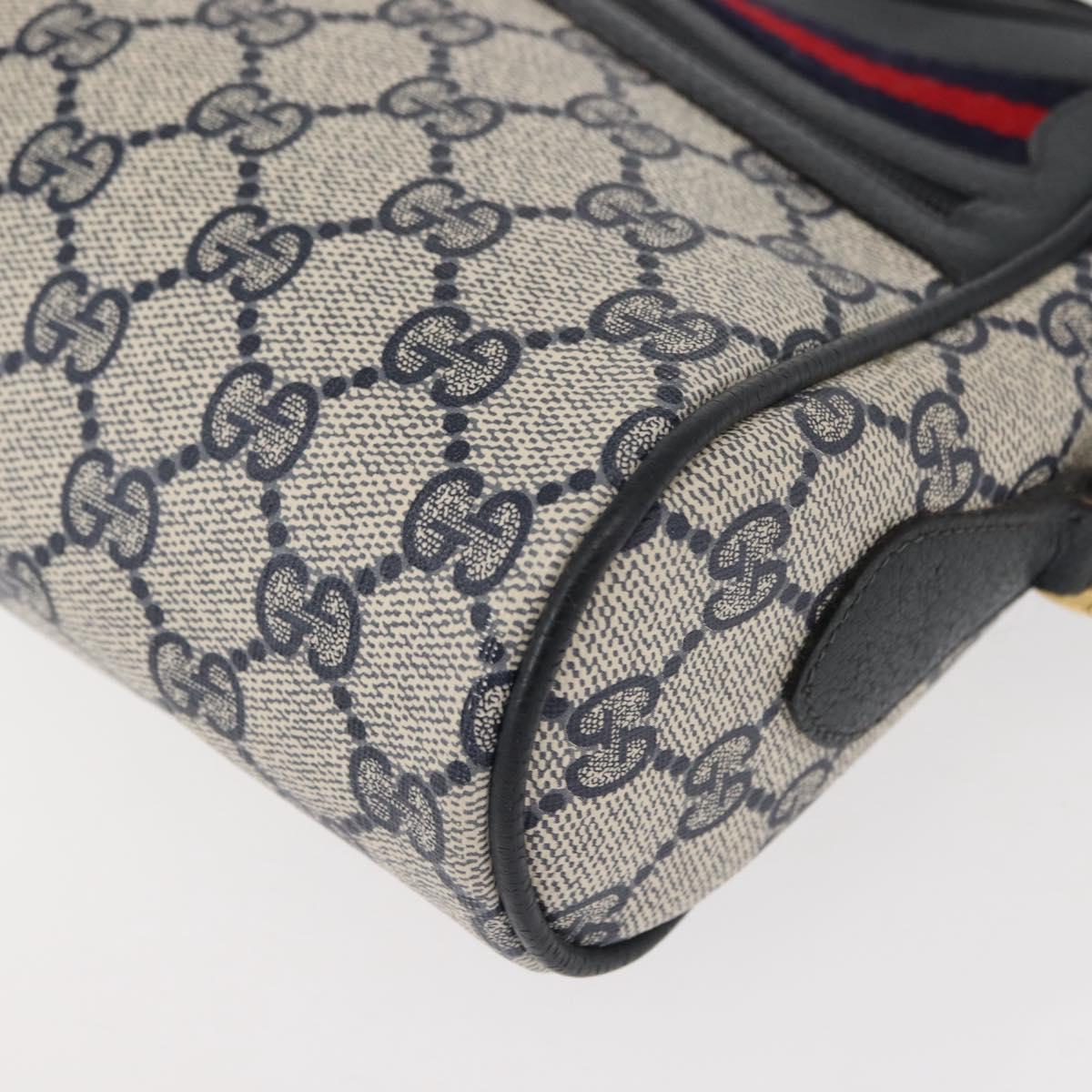 GUCCI GG Supreme Sherry Line Shoulder Bag PVC Navy Gold 119 02 087 Auth gh1136