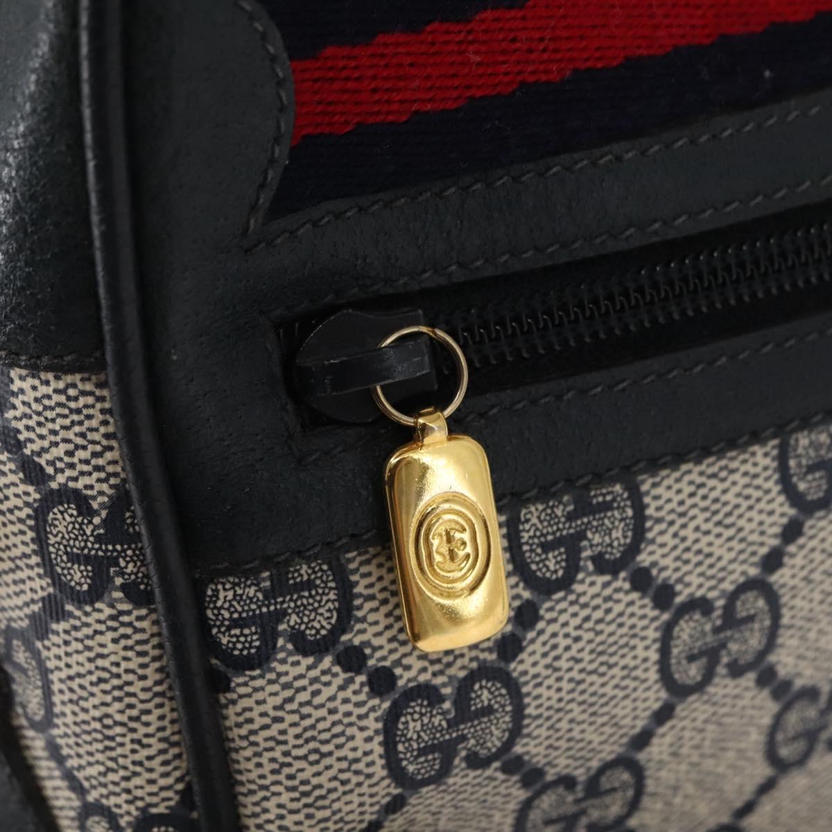 GUCCI GG Supreme Sherry Line Shoulder Bag PVC Navy Gold 119 02 087 Auth gh1136