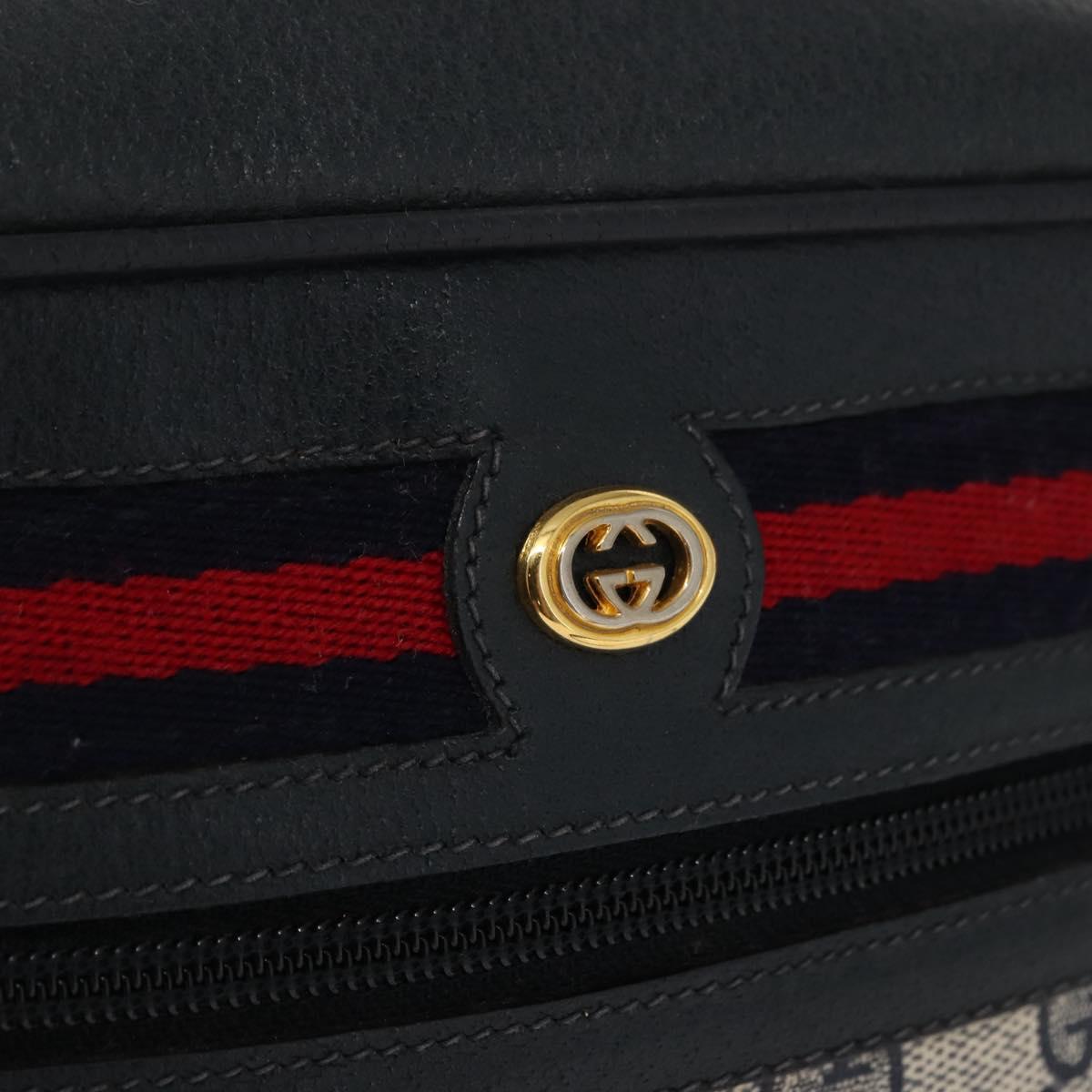 GUCCI GG Supreme Sherry Line Shoulder Bag PVC Navy Gold 119 02 087 Auth gh1136