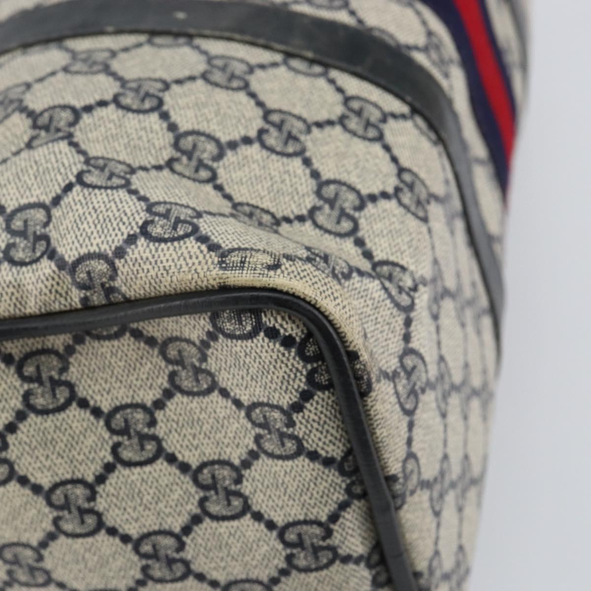 GUCCI GG Supreme Sherry Line Hand Bag PVC Navy Gold 012 3842 58 Auth gh1137