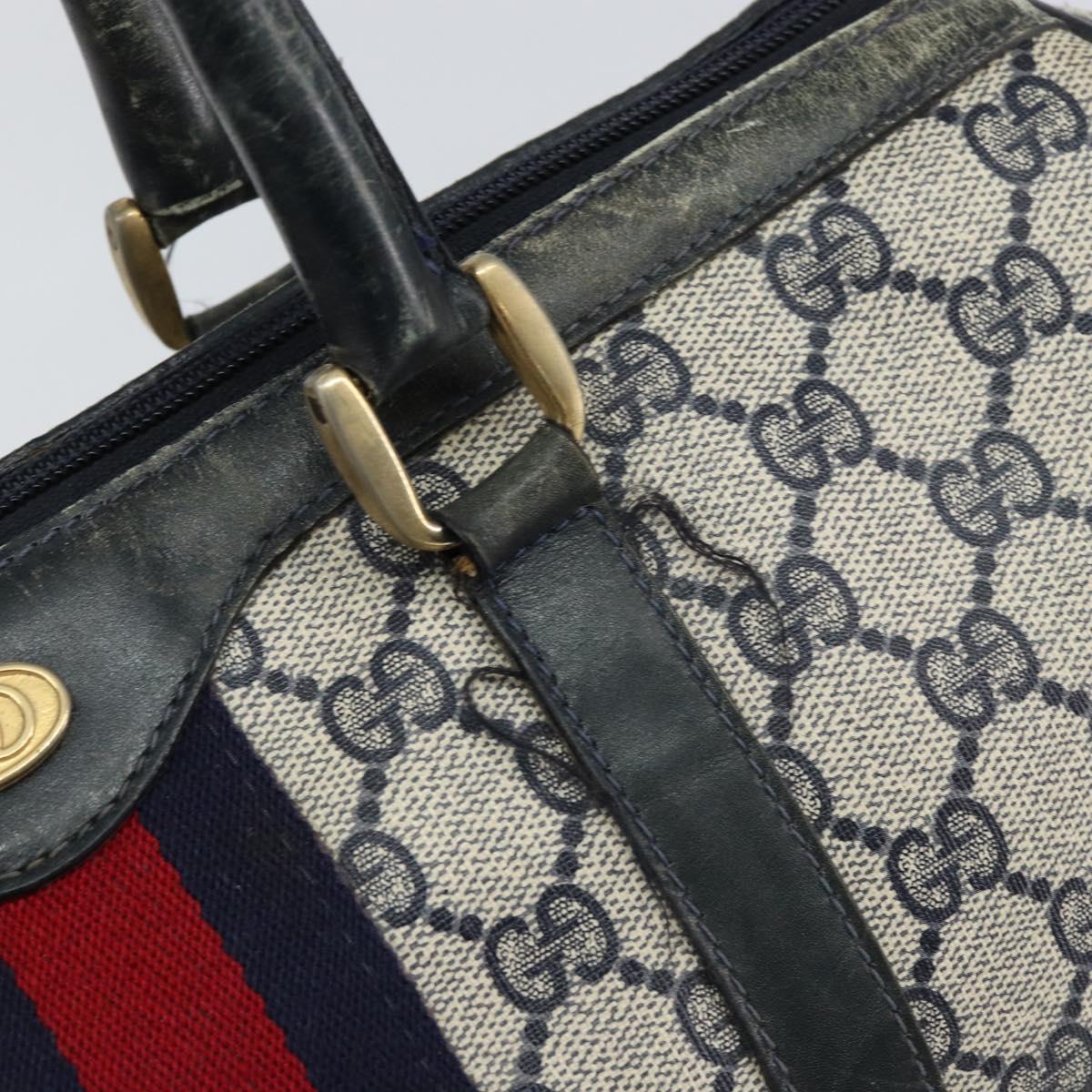 GUCCI GG Supreme Sherry Line Hand Bag PVC Navy Gold 012 3842 58 Auth gh1137