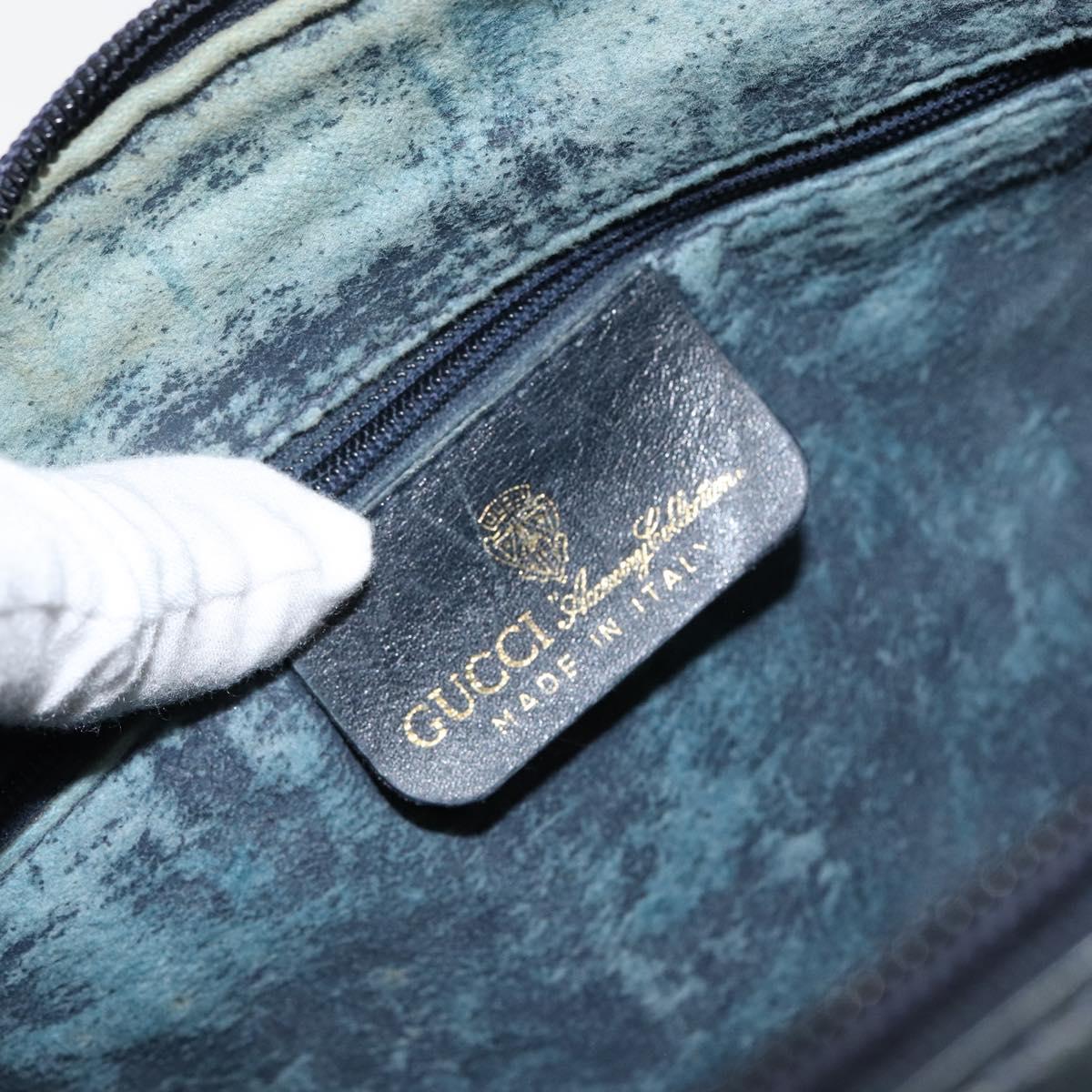 GUCCI GG Supreme Sherry Line Hand Bag PVC Navy Gold 012 3842 58 Auth gh1137