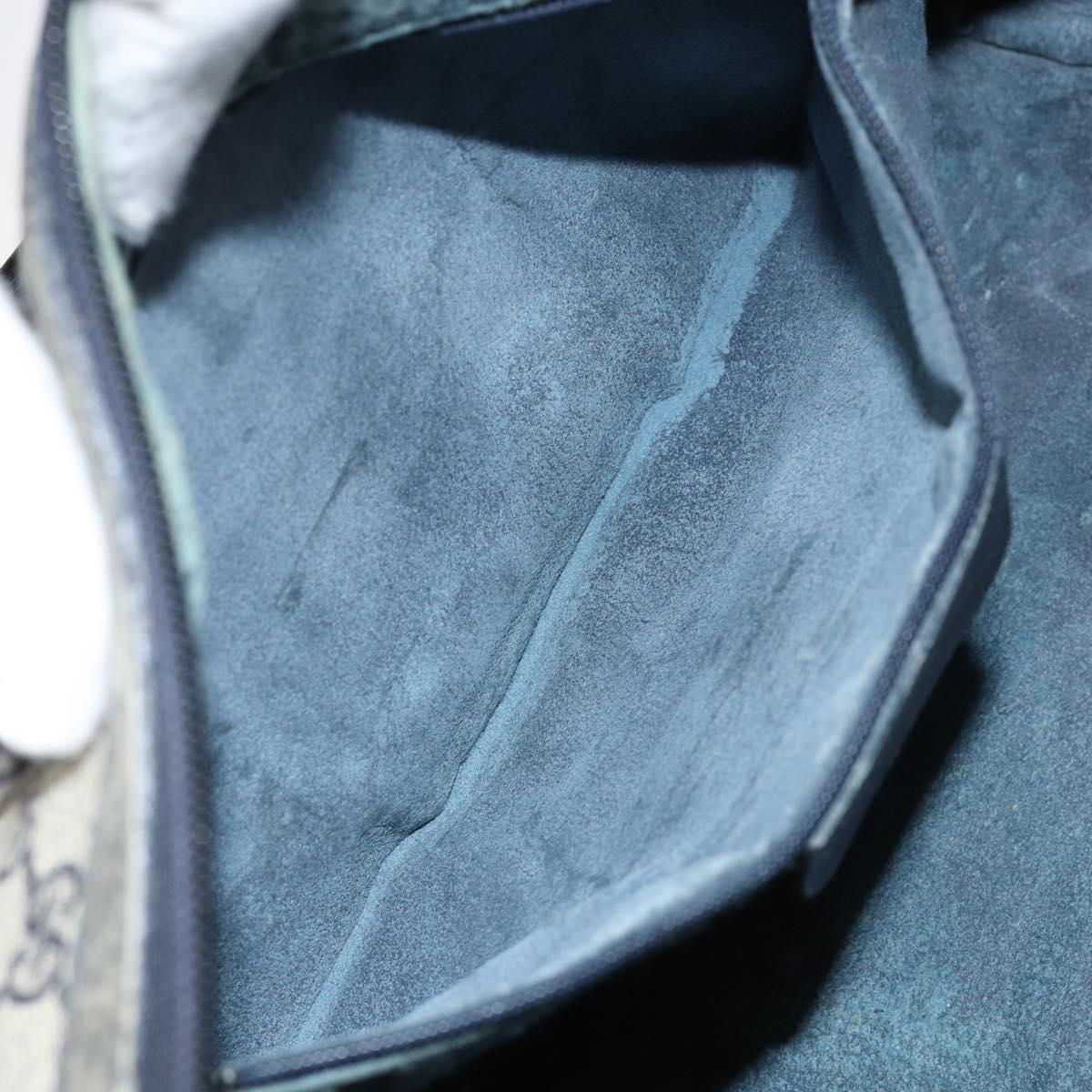 GUCCI GG Supreme Sherry Line Hand Bag PVC Navy Gold 012 3842 58 Auth gh1137