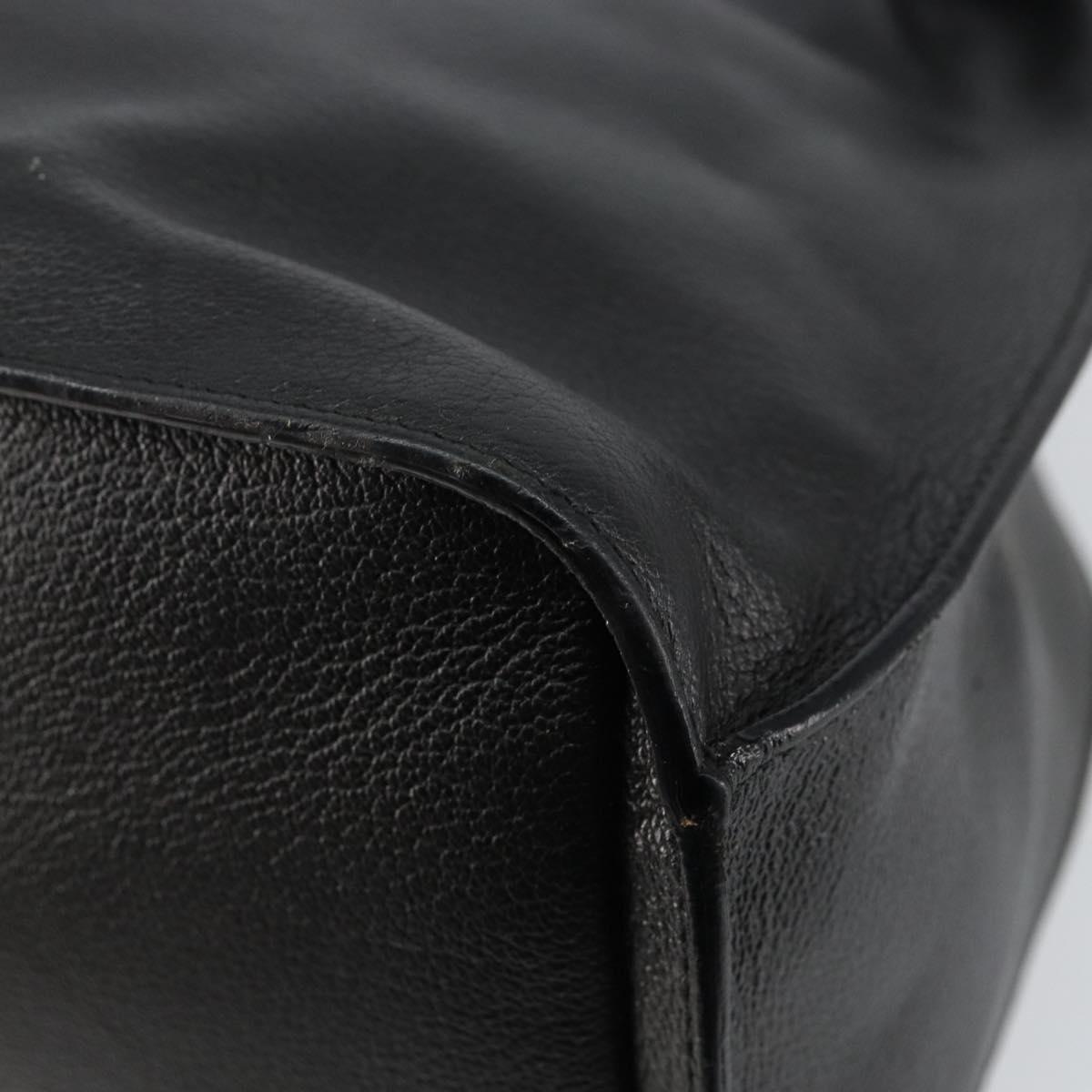 GUCCI Shoulder Bag Leather Black Gold Auth gh1143