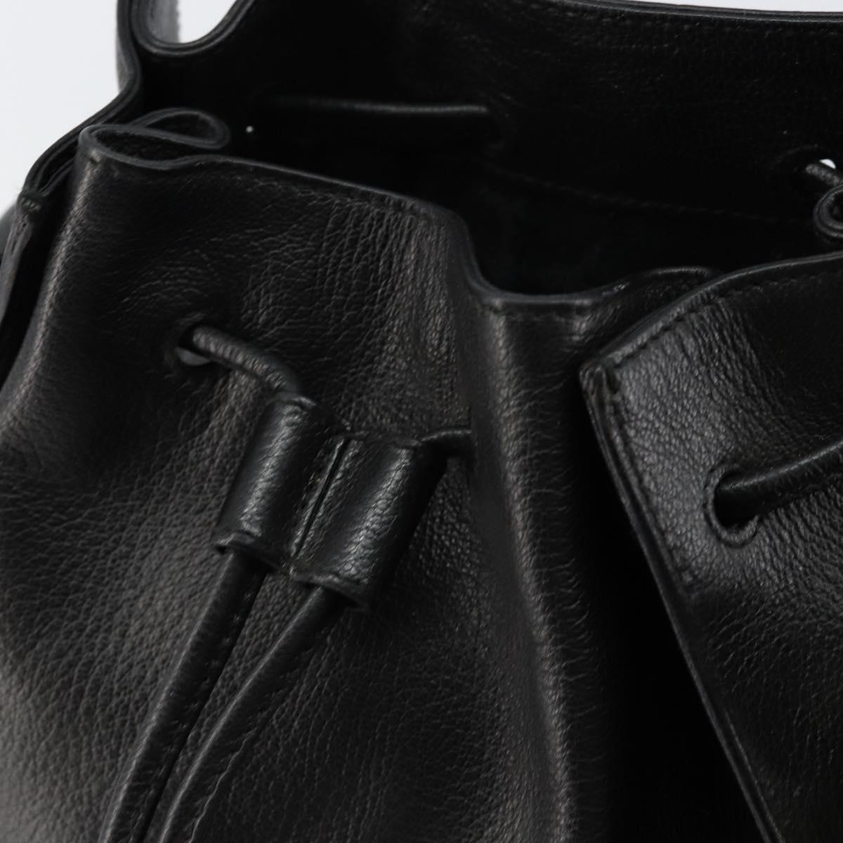 GUCCI Shoulder Bag Leather Black Gold Auth gh1143