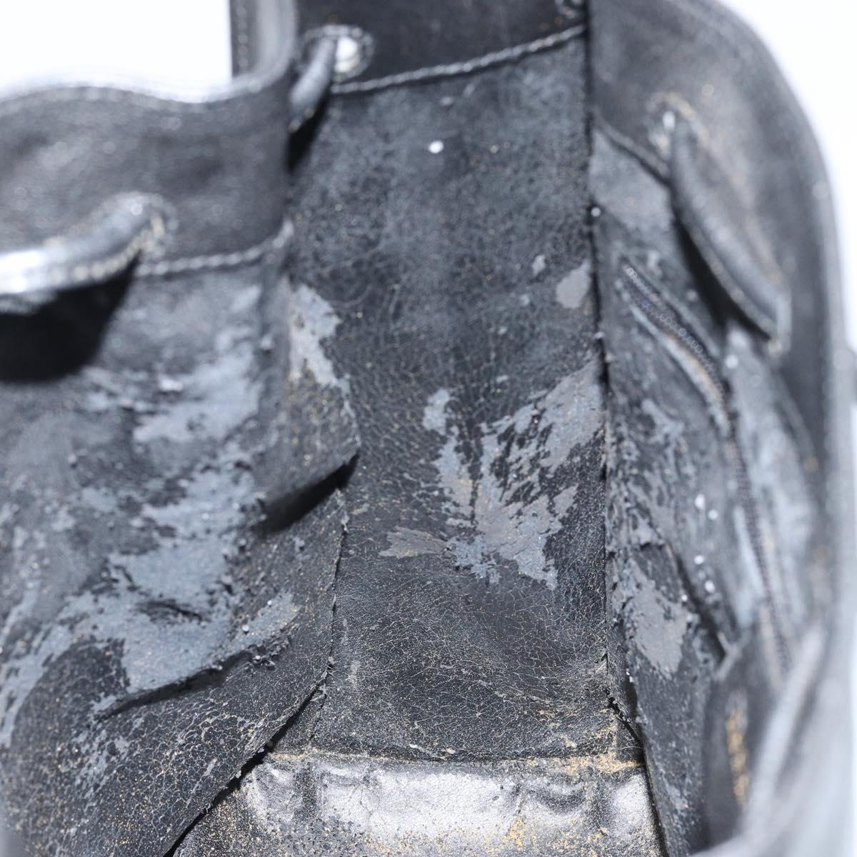 GUCCI Shoulder Bag Leather Black Gold Auth gh1143