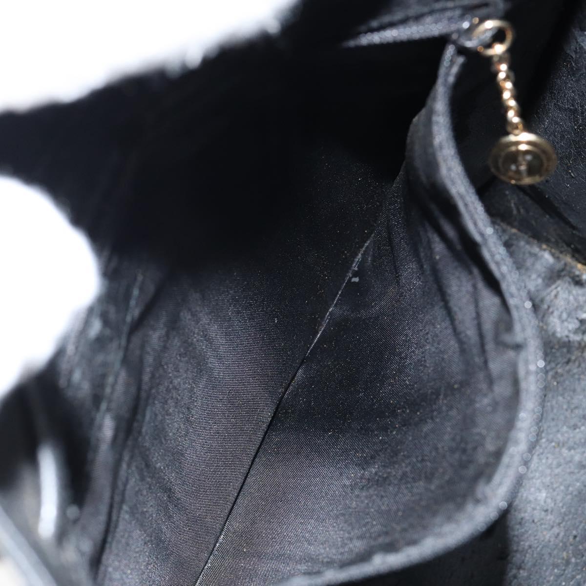 GUCCI Shoulder Bag Leather Black Gold Auth gh1143