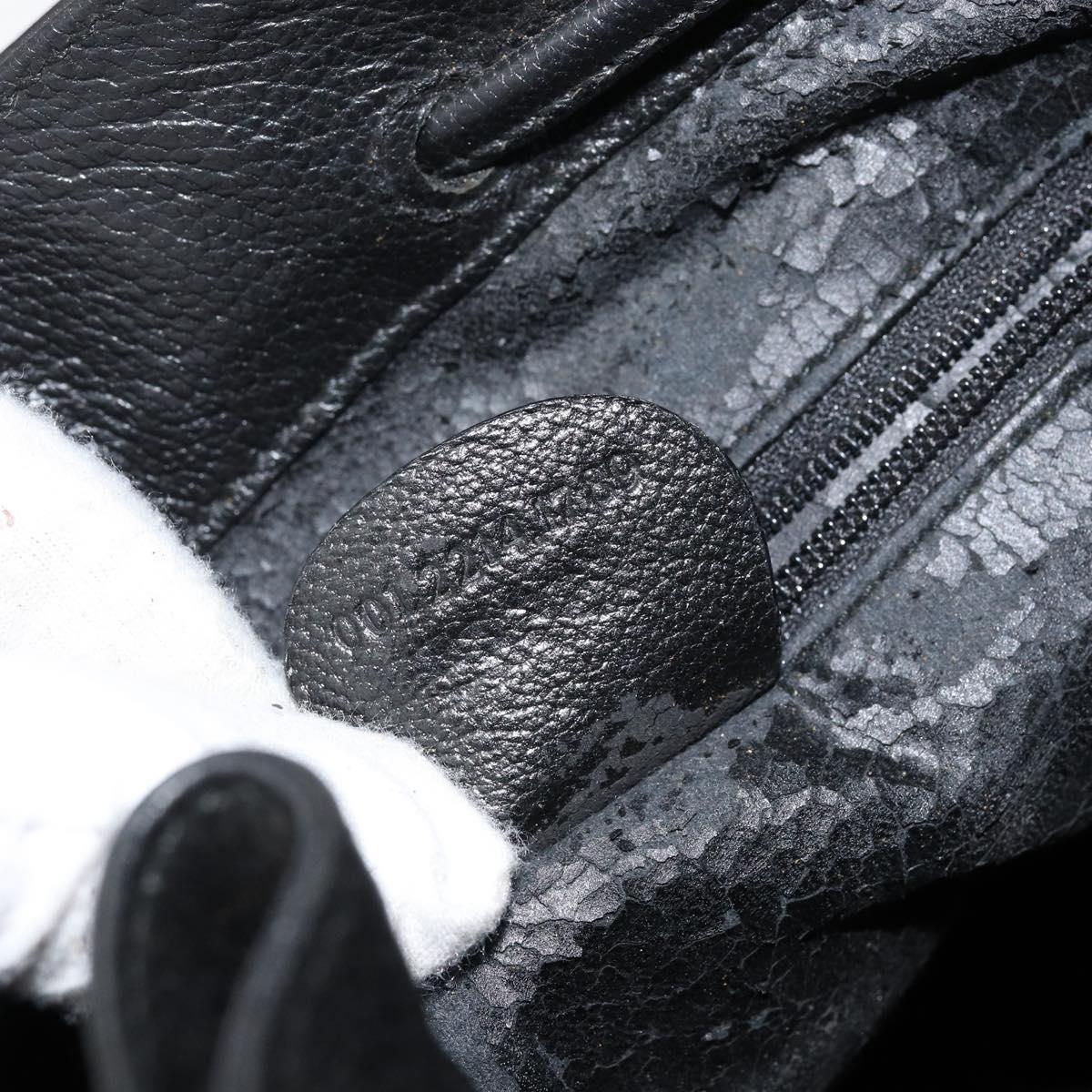 GUCCI Shoulder Bag Leather Black Gold Auth gh1143