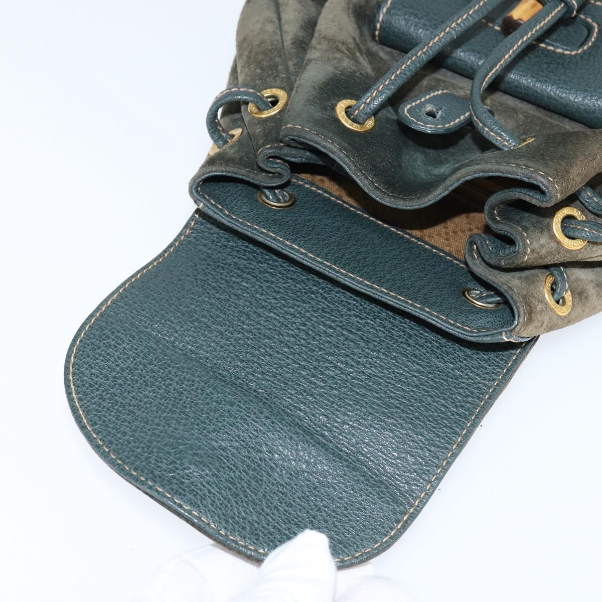 GUCCI Bamboo Backpack Suede Khaki Gold 003 58 0030 Auth gh1145