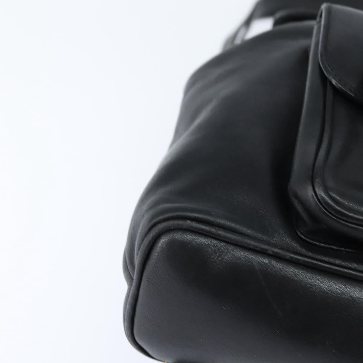 GUCCI Bamboo Backpack Leather Black Gold 003 2034 0030 Auth gh1146