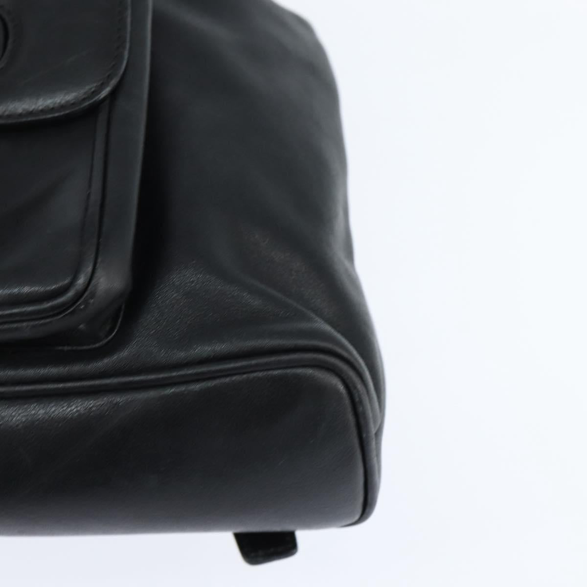 GUCCI Bamboo Backpack Leather Black Gold 003 2034 0030 Auth gh1146