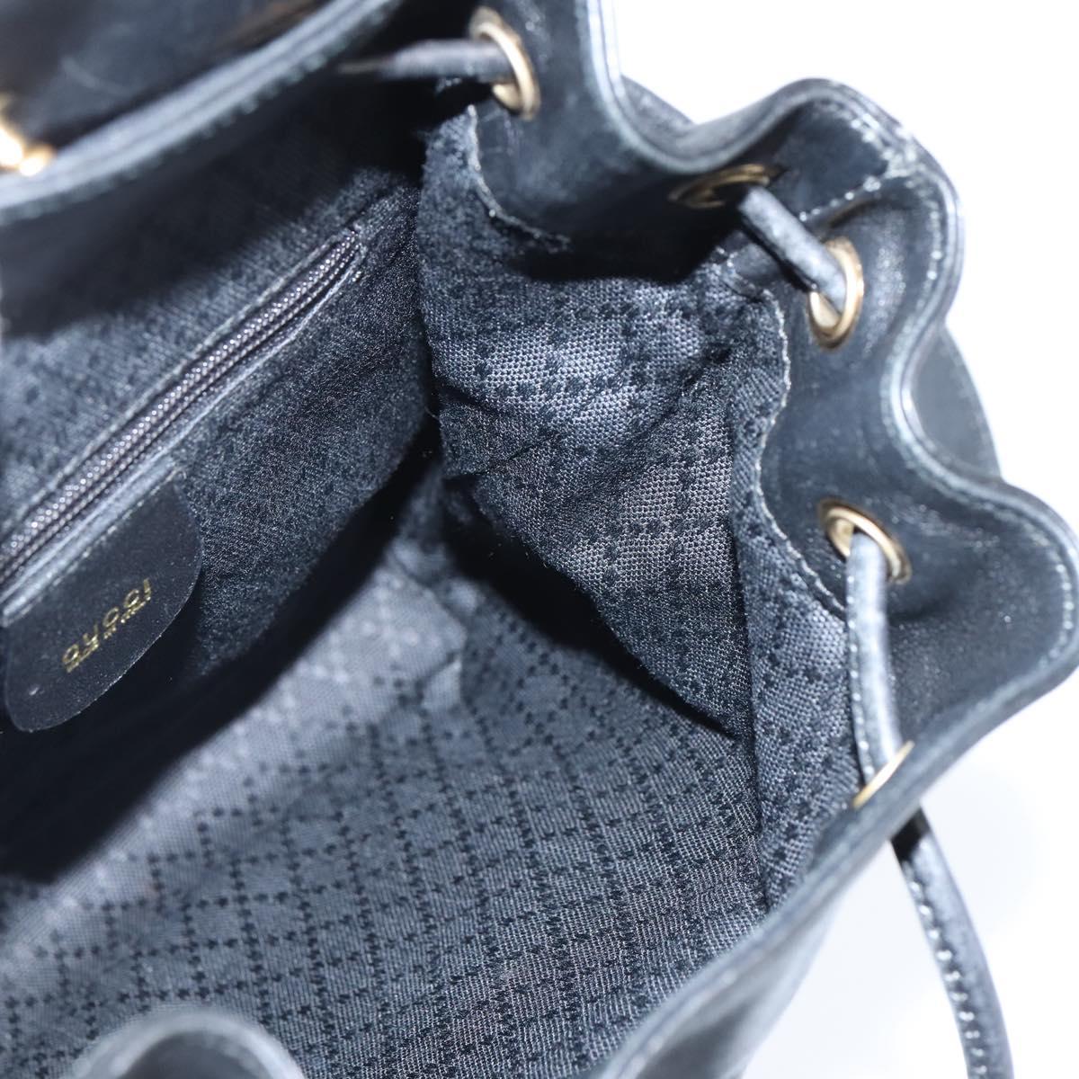 GUCCI Bamboo Backpack Leather Black Gold 003 2034 0030 Auth gh1146