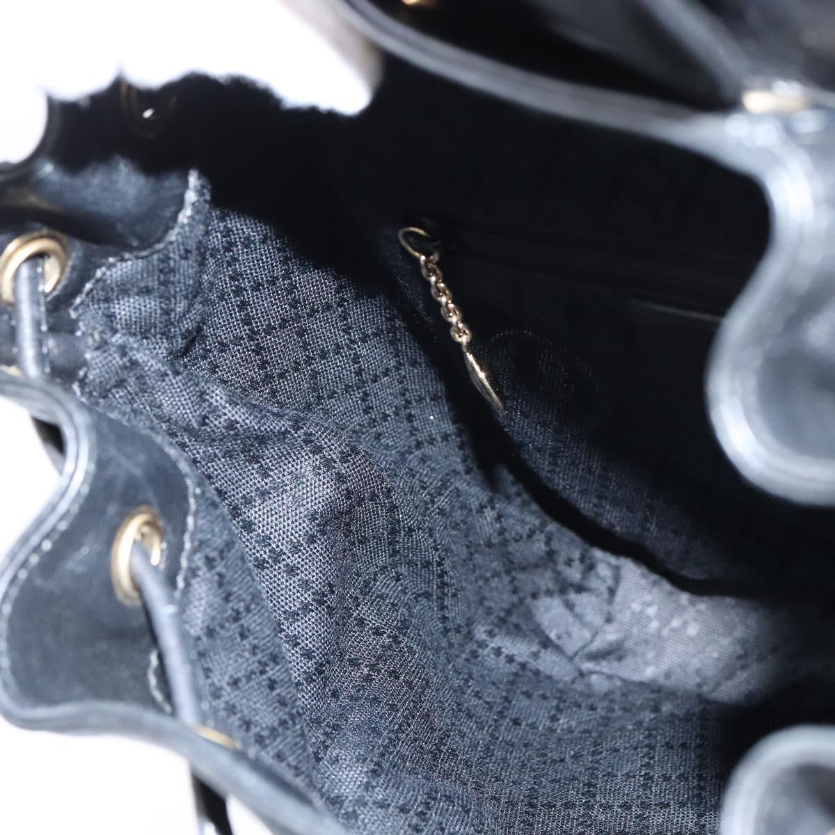 GUCCI Bamboo Backpack Leather Black Gold 003 2034 0030 Auth gh1146