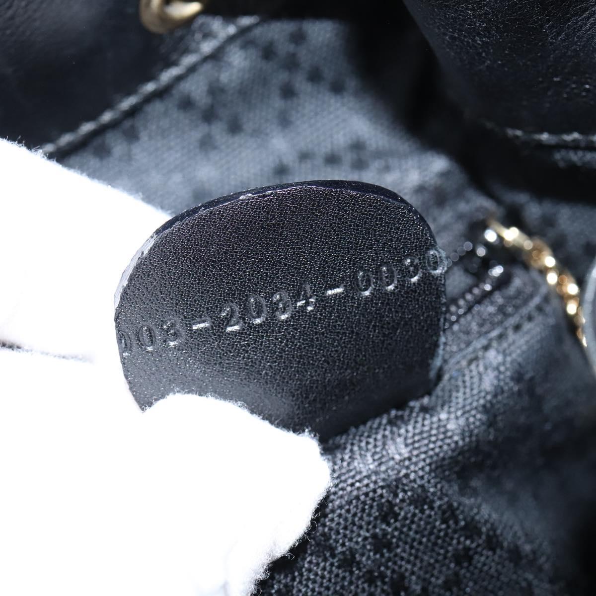 GUCCI Bamboo Backpack Leather Black Gold 003 2034 0030 Auth gh1146