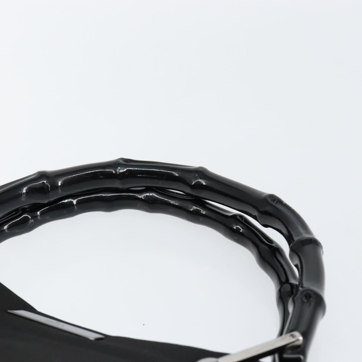 GUCCI Bamboo Hand Bag Nylon Black Silver 002 1010 Auth gh1148