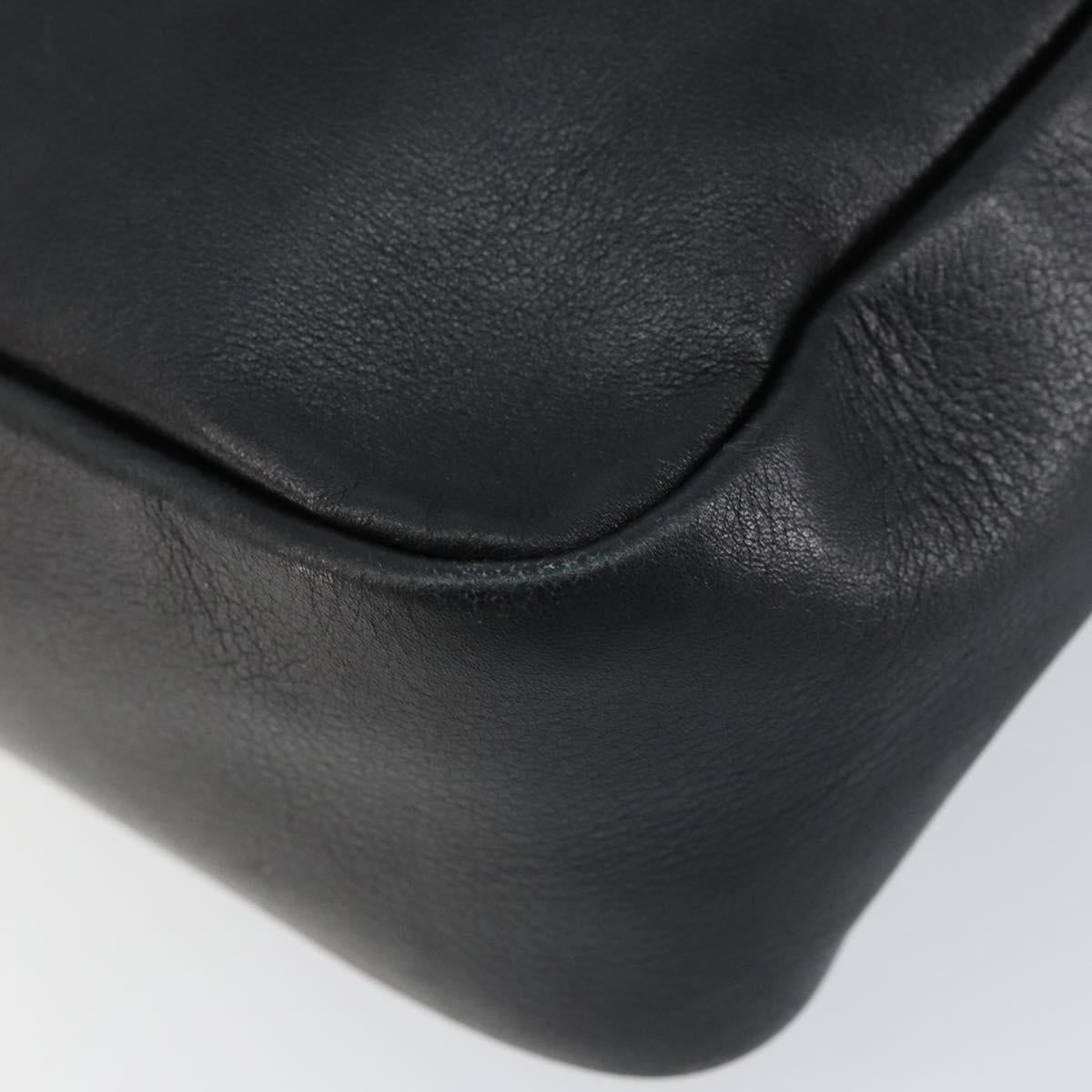 GUCCI Bamboo Hand Bag Leather Black Gold 000 3444 0580 Auth gh1149