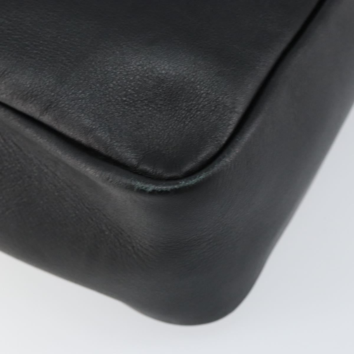 GUCCI Bamboo Hand Bag Leather Black Gold 000 3444 0580 Auth gh1149